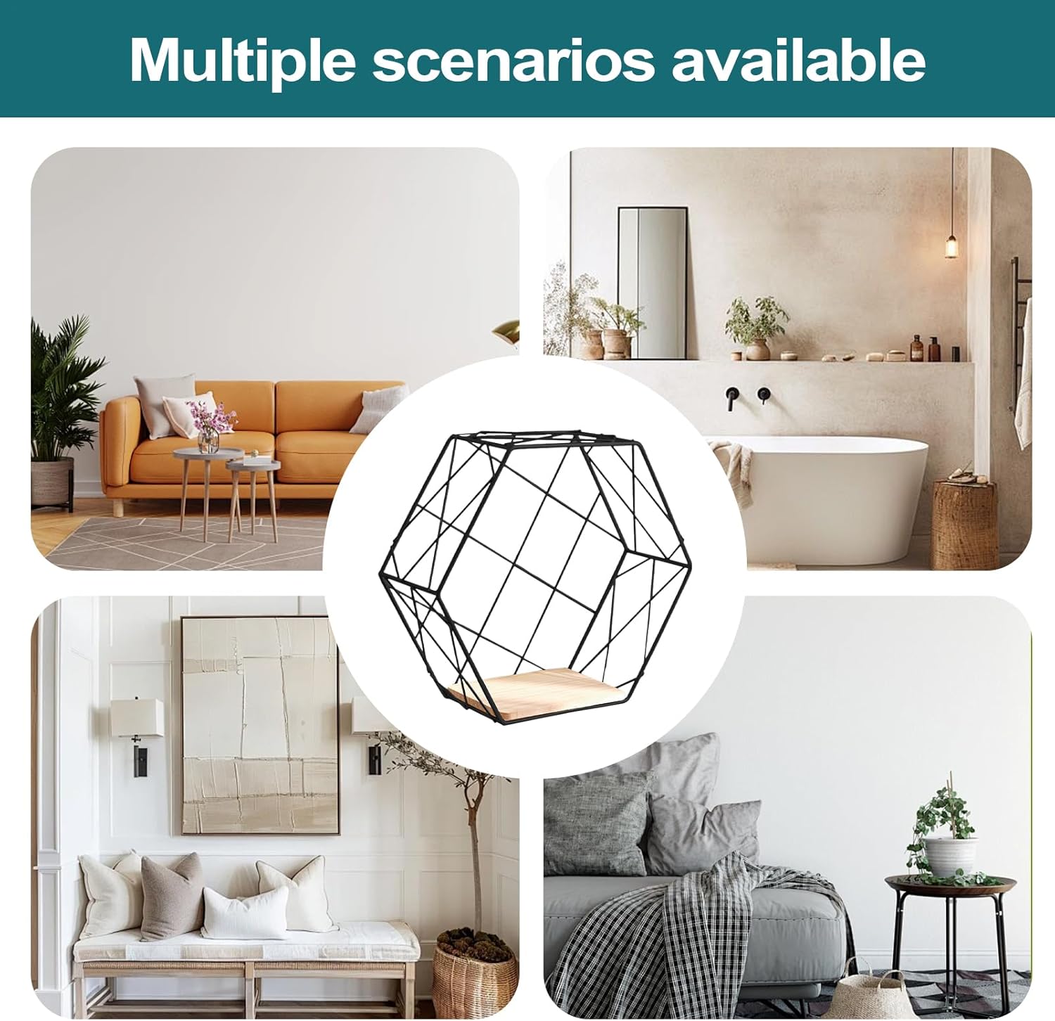 Hexagonal Floating Wall Shelf - Modern Geometric Display Rack