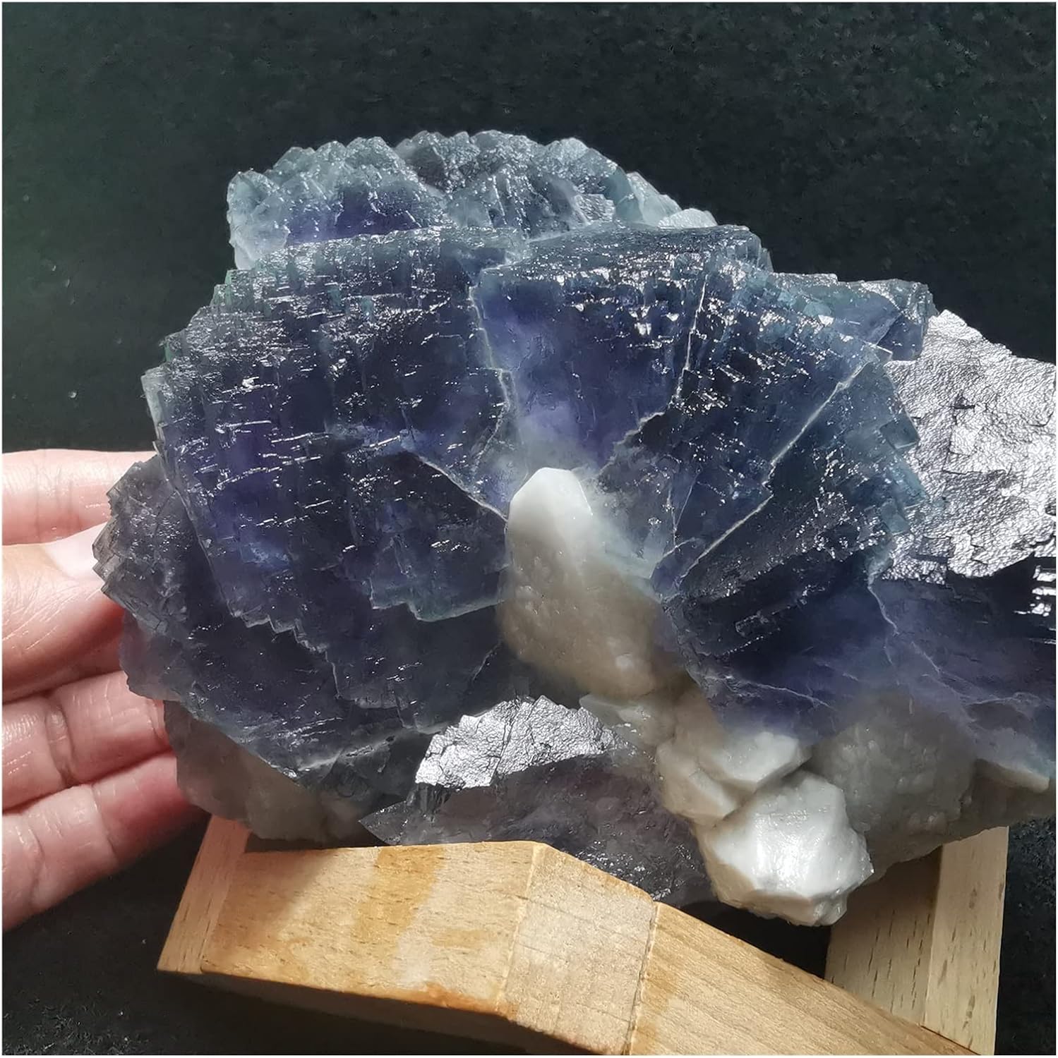 FIDEMM Natural Crystal Rough Purple Blue Fluorite and Quartz Mineral Specimen