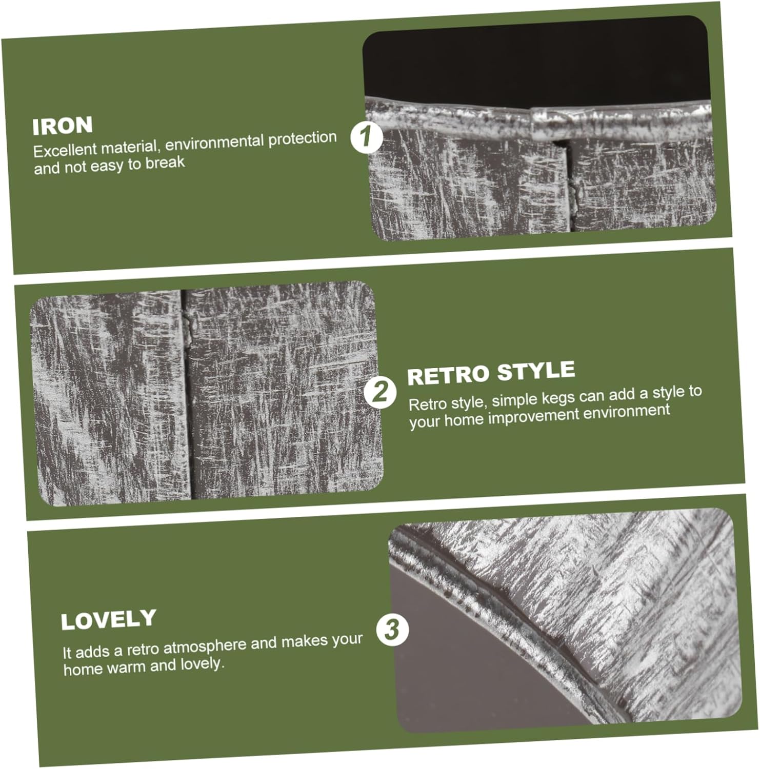 Happyyami Retro Iron Flower Bucket for Dried Flowers and Home Decor