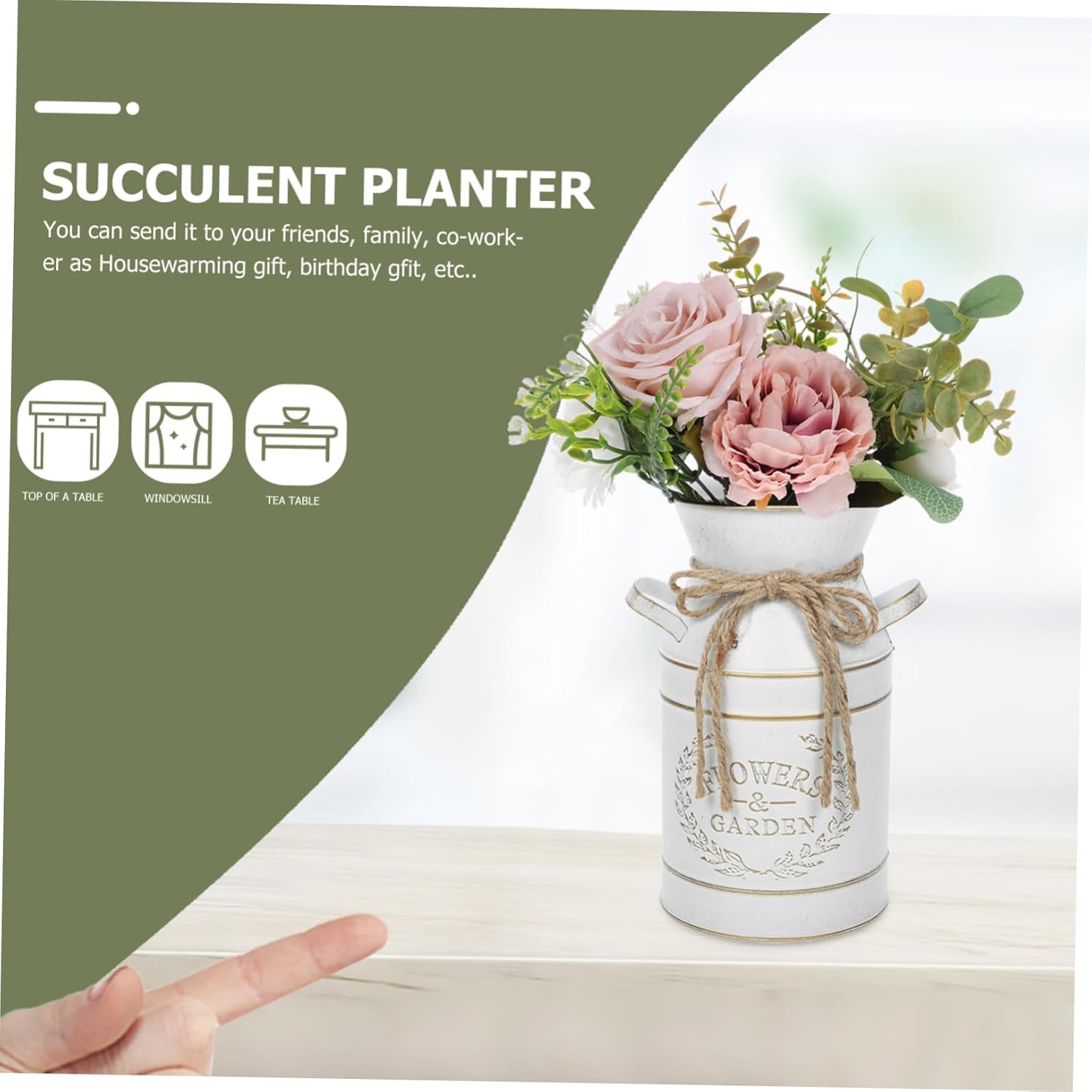 Vintage Decor Galvanized Flower Planter Vase for Flowers