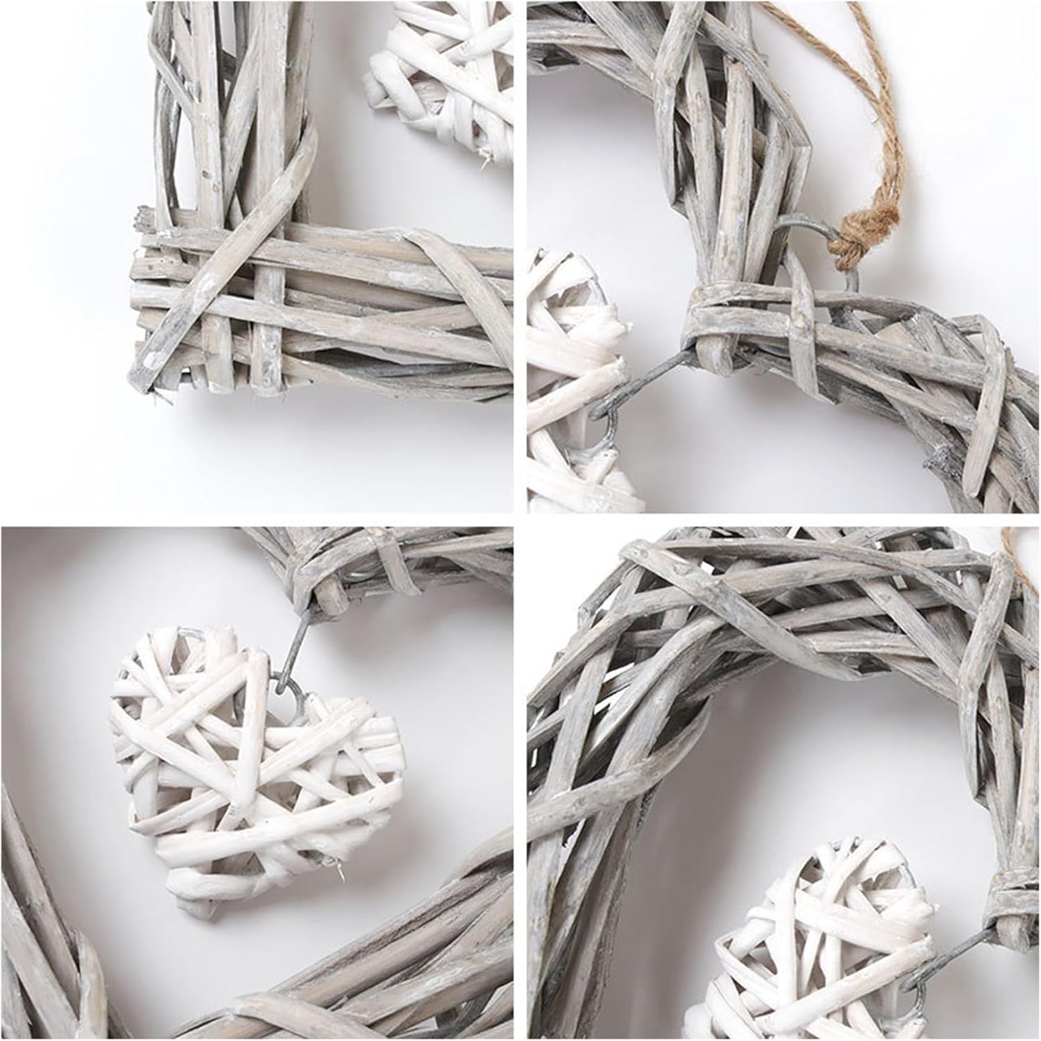 Rattan Heart Wreath Wall Decor 2Pcs