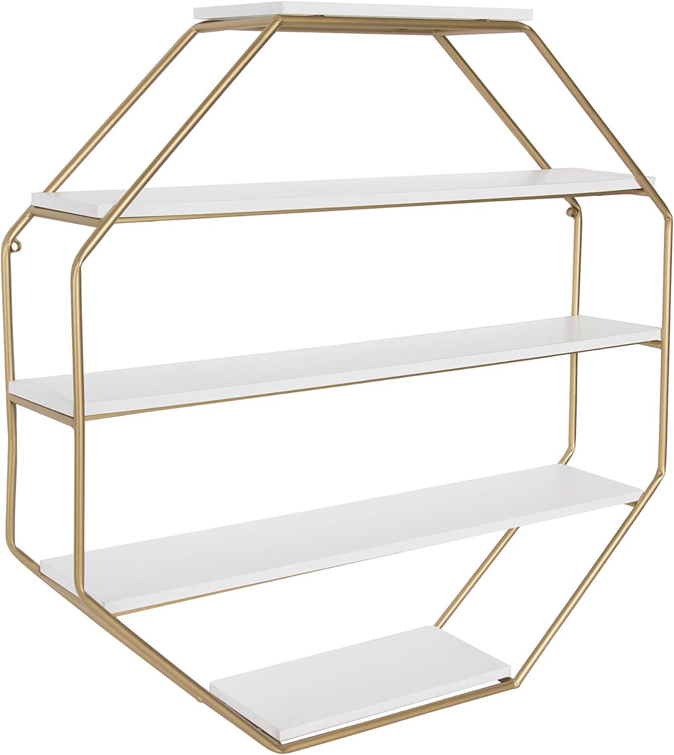 Kate and Laurel Lintz Octagon Floating Wall Shelves with Gold Frame