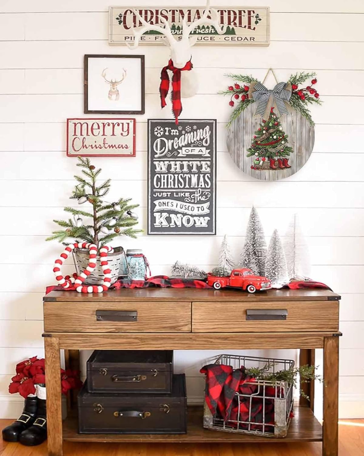 Welcome Sign Christmas Wreath Door Decor 1