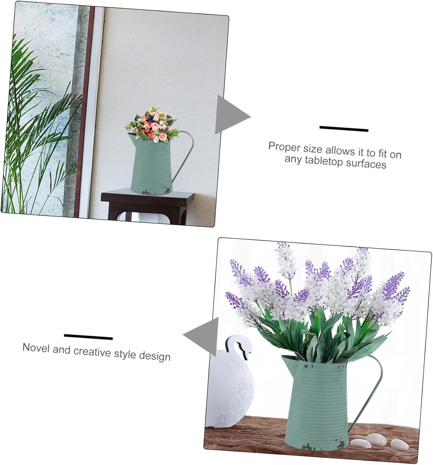 BESPORTBLE Vintage Metal Flower Pot Rustic Pitcher Decor