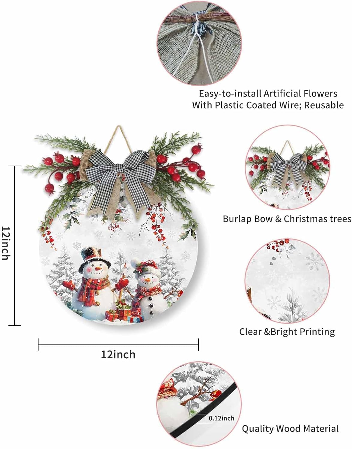 Christmas Wreath Welcome Sign Decor Door