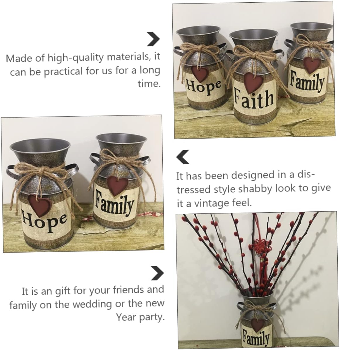 Balacoo Iron Flower Pot Handle Rustic Vintage Vase