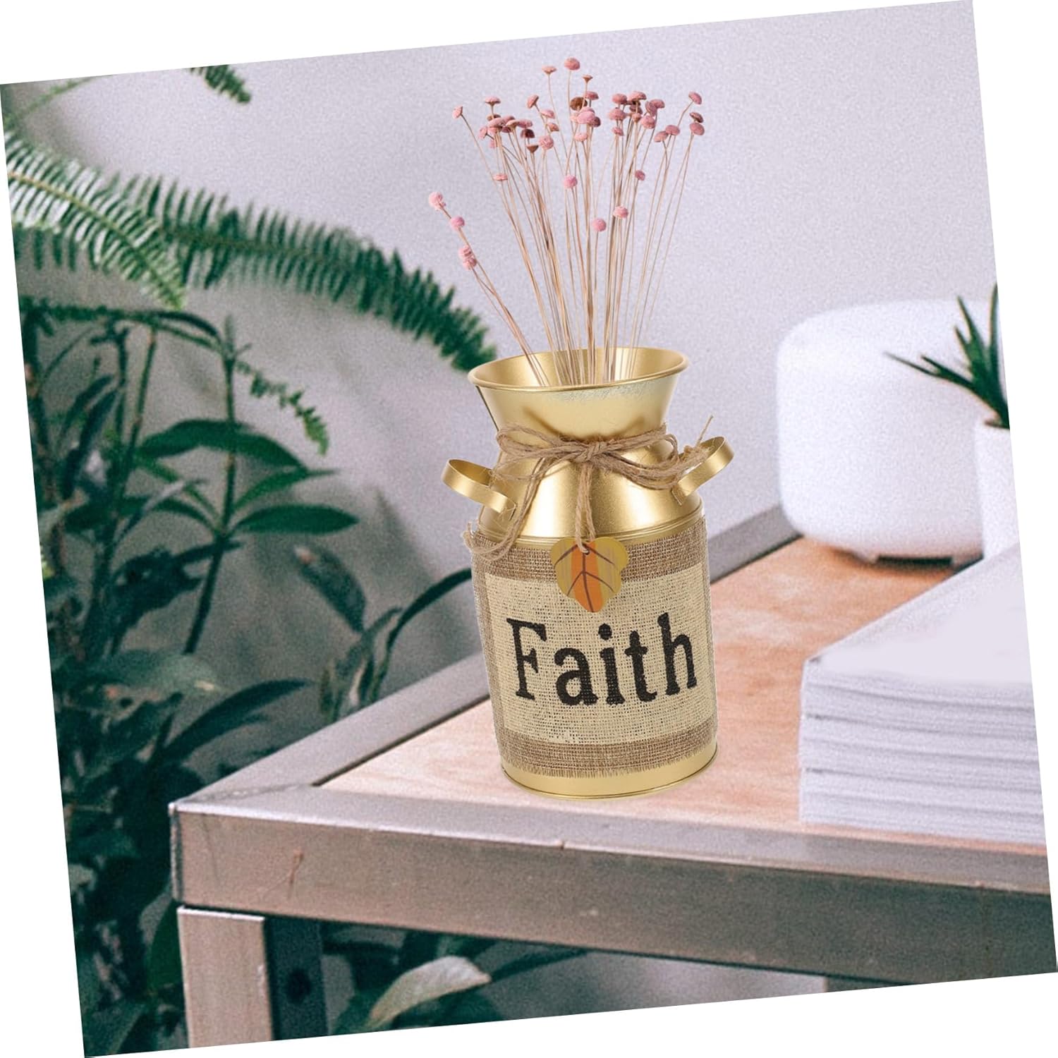 Toyvian Vintage Rustic Metal Flower Vase for Home Decor