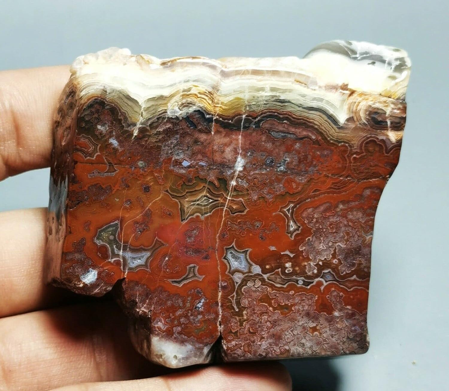 Mexican Lace Agate Crystal Display Slab Reiki Stone