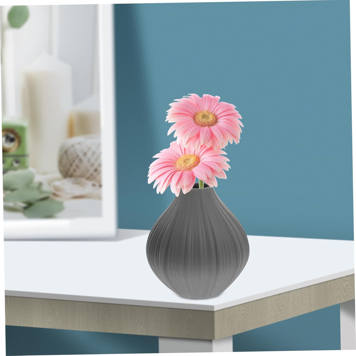 Alipis Gray Mini Ceramic Vase for Home Office Decor