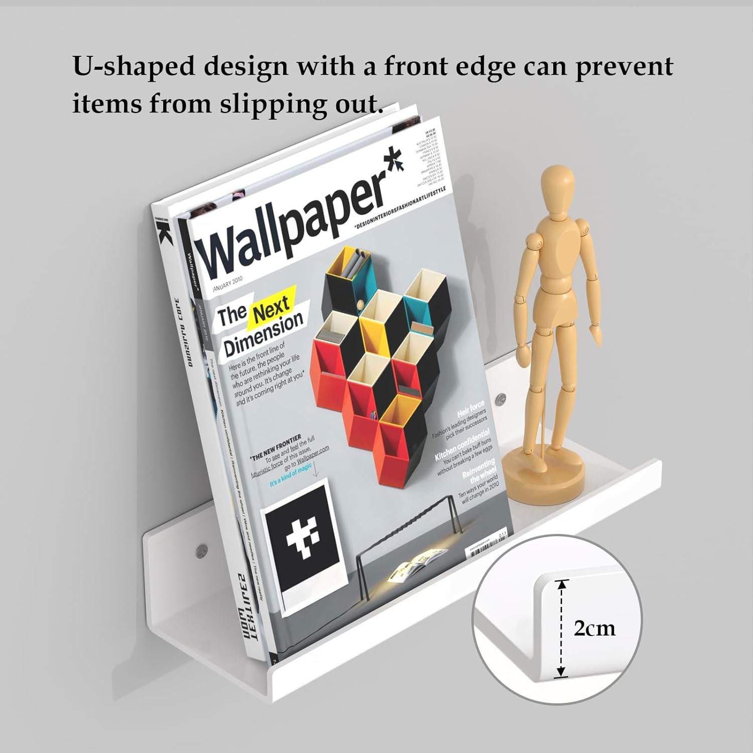 12 Inch Clear Floating Shelves 4 Pack with Cable Clips