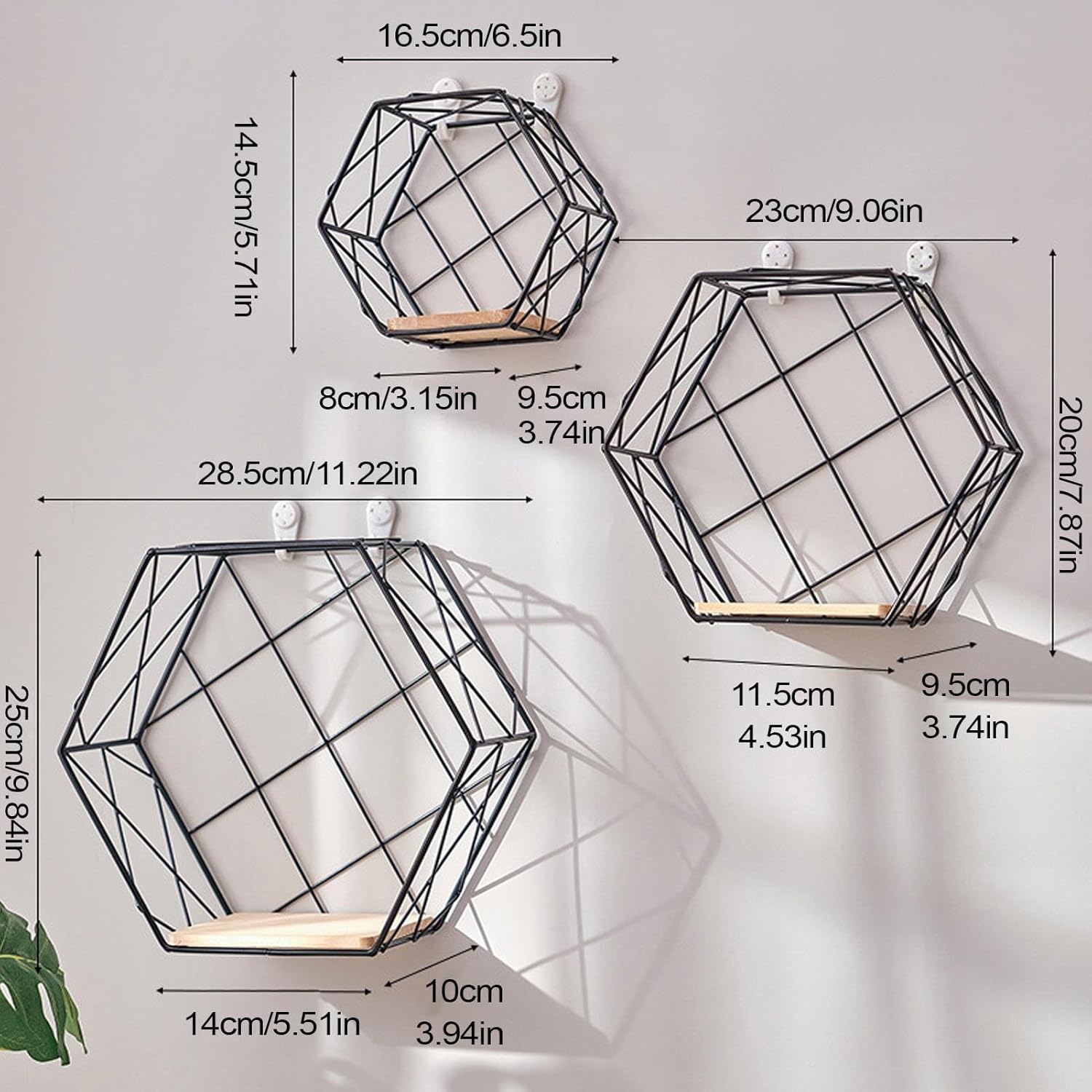 Hexagonal Floating Wall Shelf - Modern Geometric Display Rack