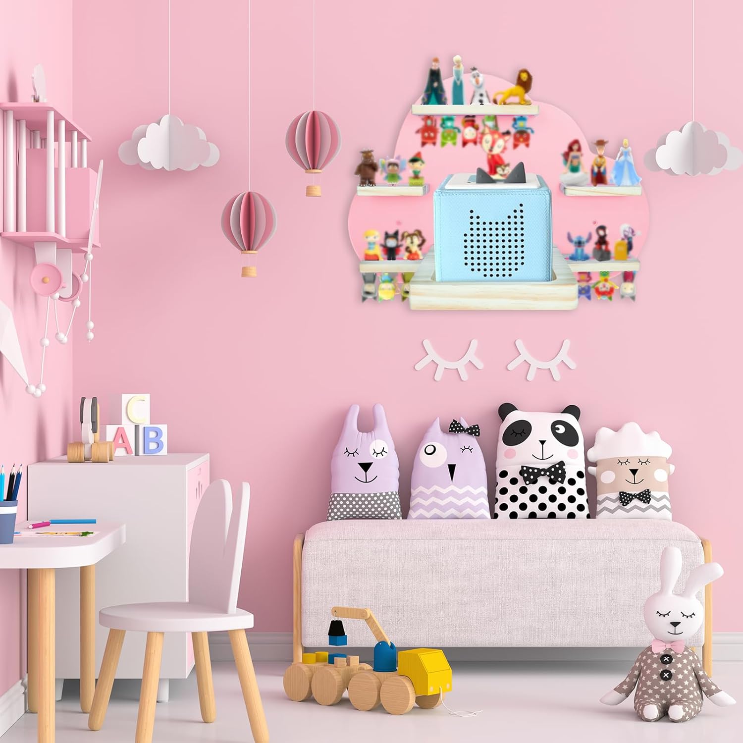 SINTENILL Cloud-Shaped Magnetic Shelf for Tonies Pink