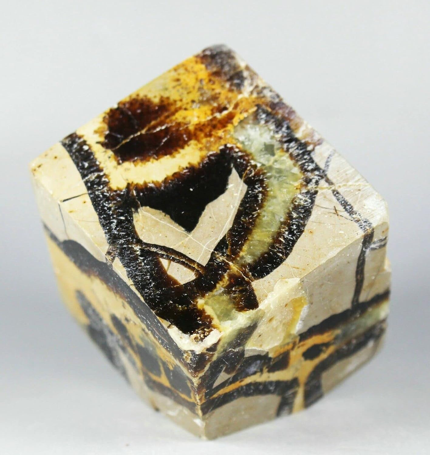 Polished Dragon Septarian Cube Reiki Stone 330G Display