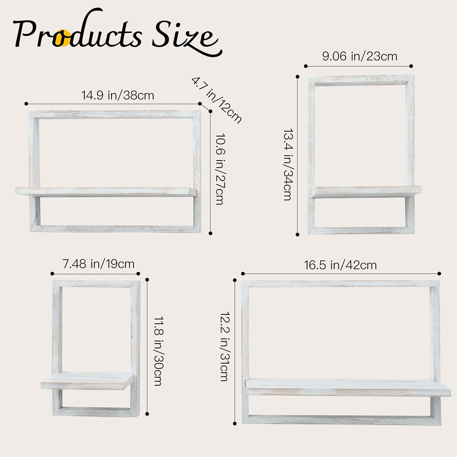 PHOENANCEE Square Floating Shelves Set of 4 Modern Wall Decor