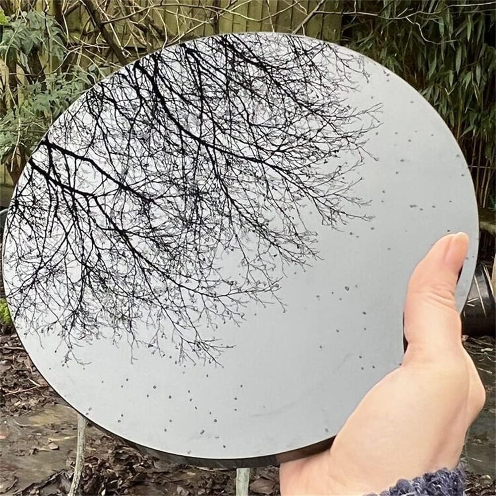 Black Obsidian Scrying Mirror Crystal Round Plate Home Decor
