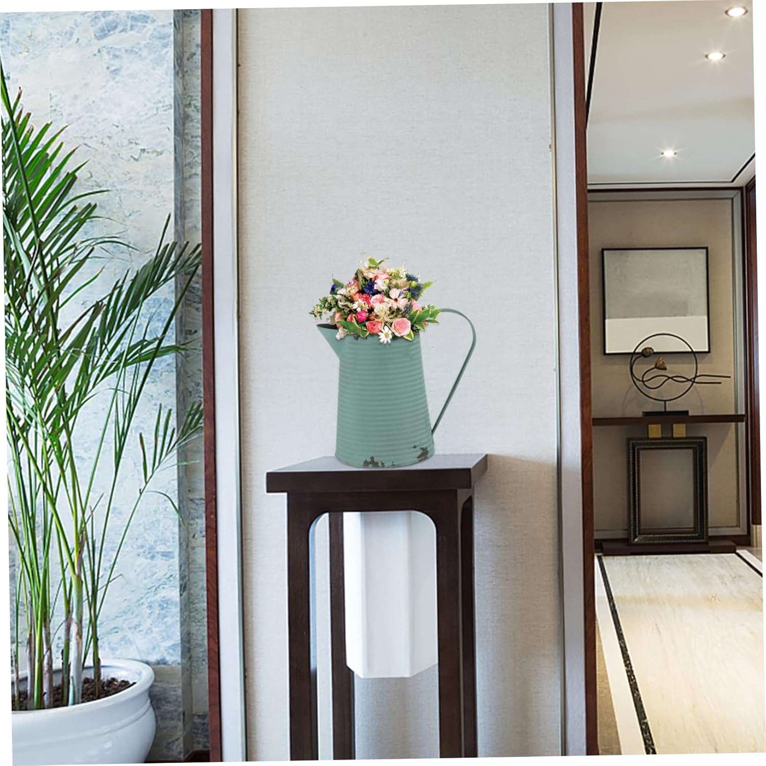 Vintage Iron Flower Pot Pitcher Rustic Home Decor