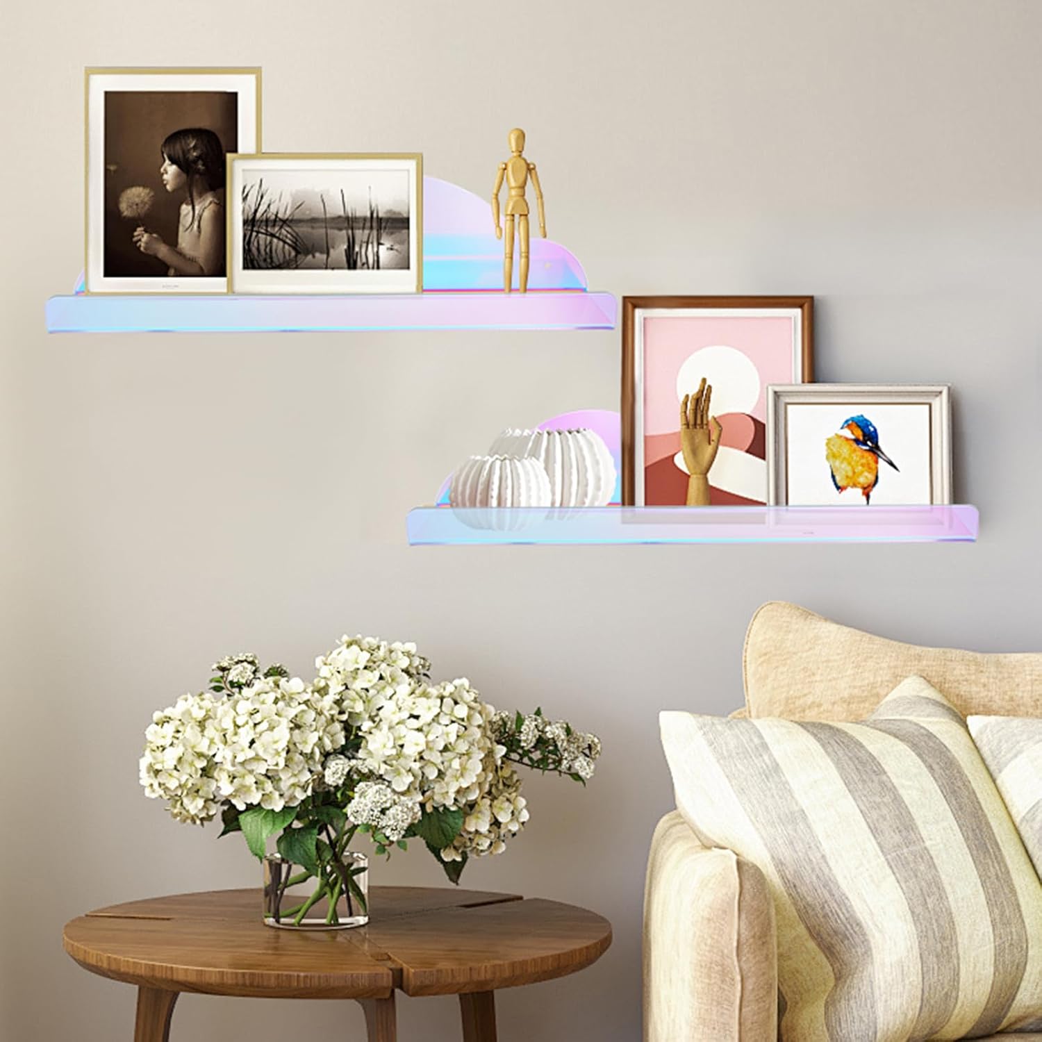Iridescent Floating Shelves 4 Pack for Home Decor