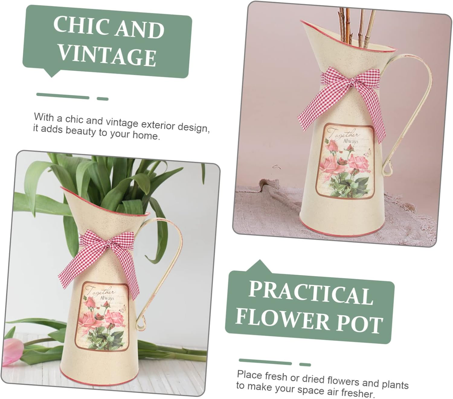 Balacoo Vintage Flower Bucket Rustic Decorative Vase