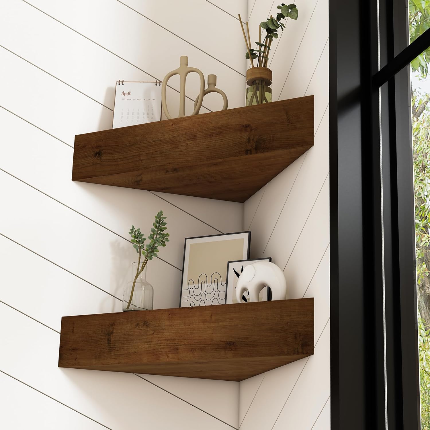 Wooden Floating Corner Shelves - 12x12 Pack of 2
