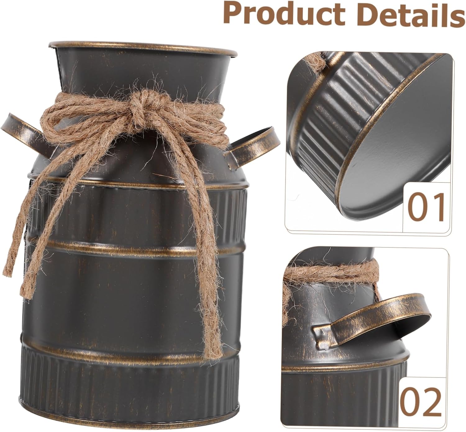 Zerodeko Retro Iron Flower Bucket with Double Handles