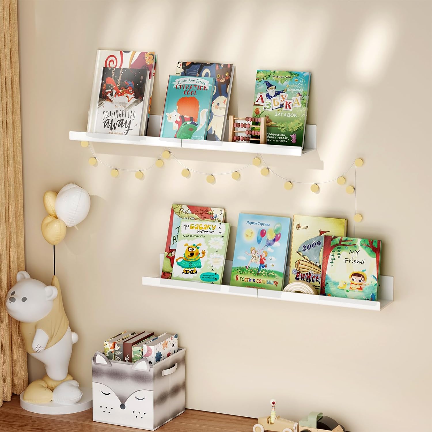12 Inch Clear Floating Shelves 4 Pack with Cable Clips