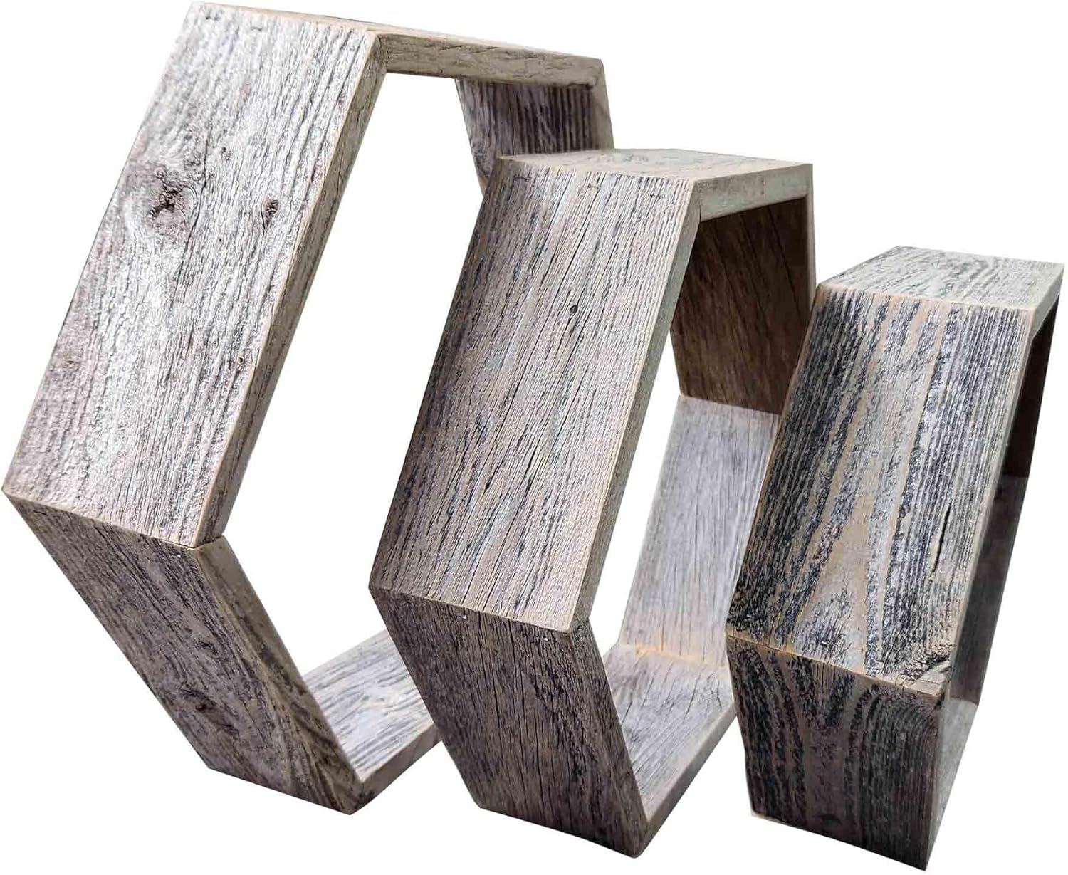 Rockin Wood Reclaimed Hexagon Shelves Set of 3
