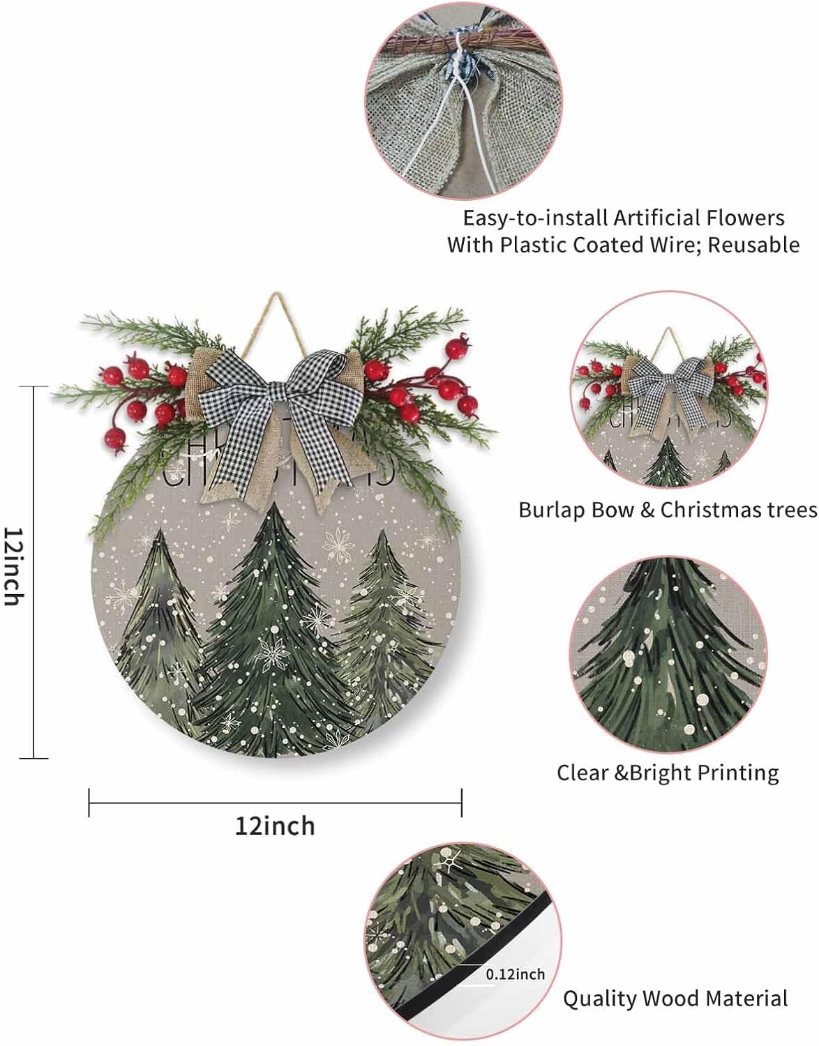 LooPoP Christmas Wreath Welcome Sign Door Decor