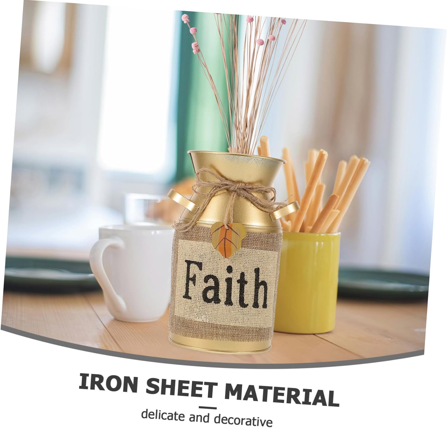 CIYODO Vintage Metal Flower Bucket Rustic Vase for Home Decor