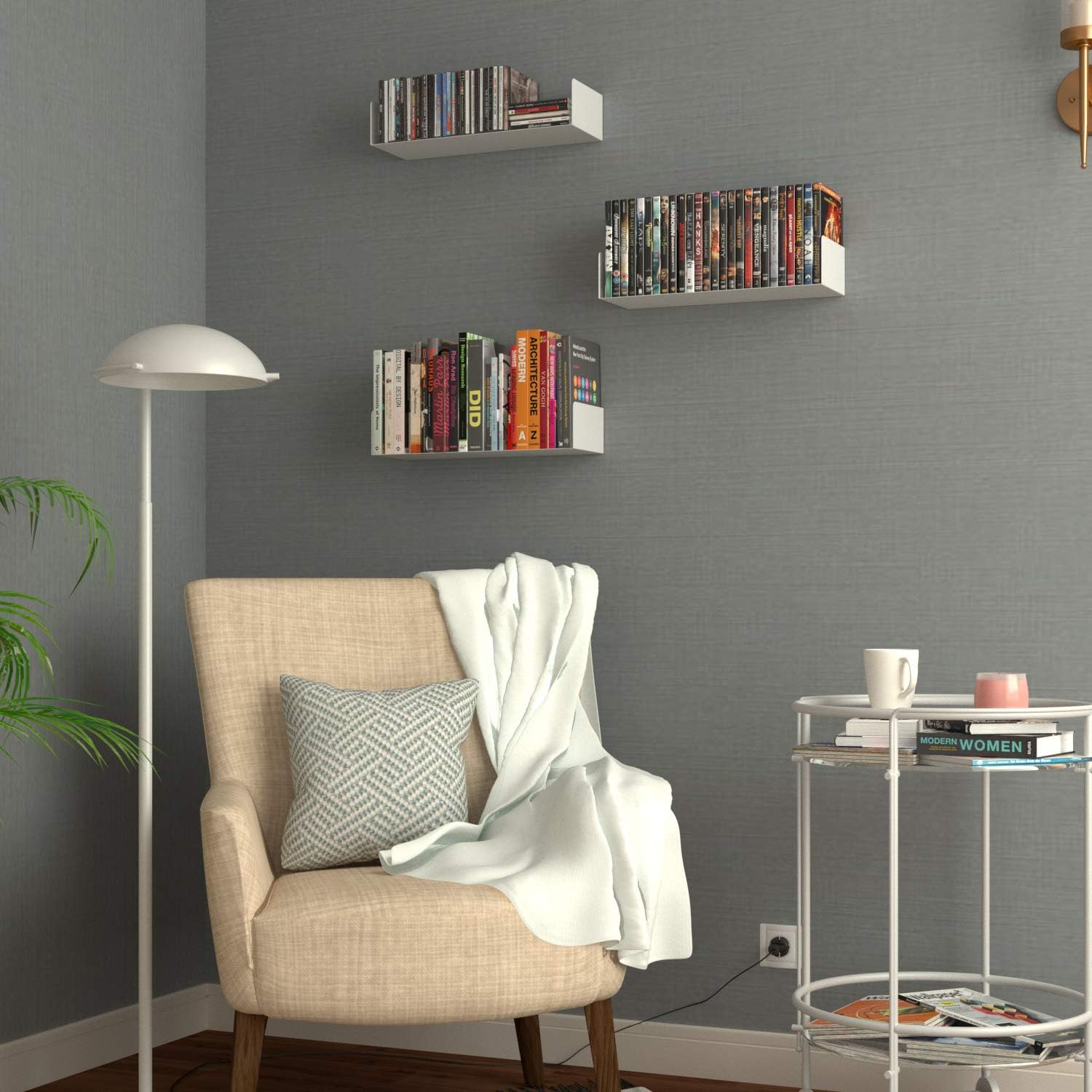 Wallniture Bali White Floating Shelves Set of 3