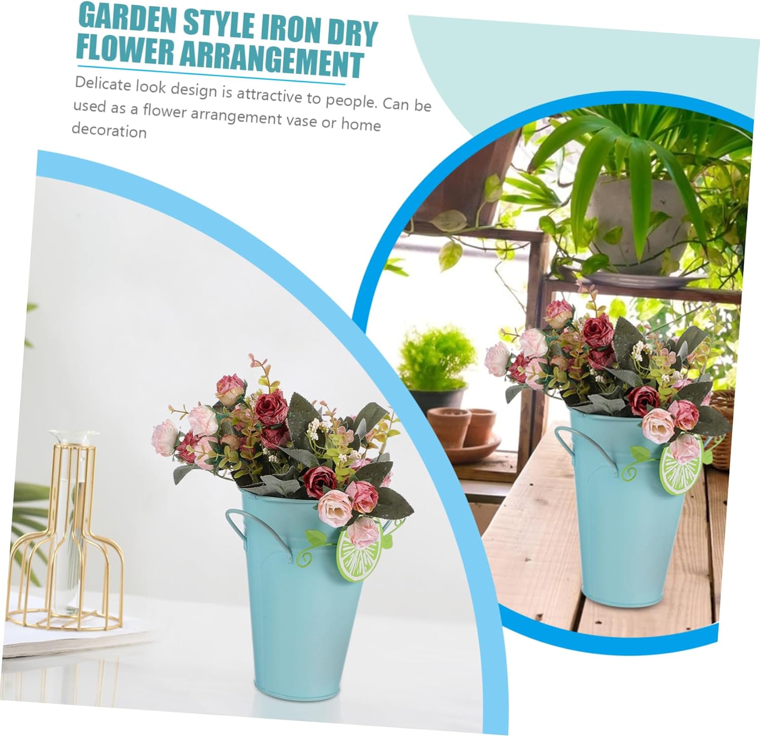 Milisten Iron Flower Vase for Dried Flowers Rustic Decor