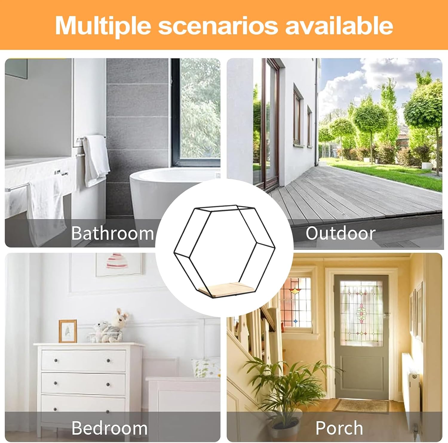 Metal Hexagonal Floating Wall Shelf - Modern Storage Decor