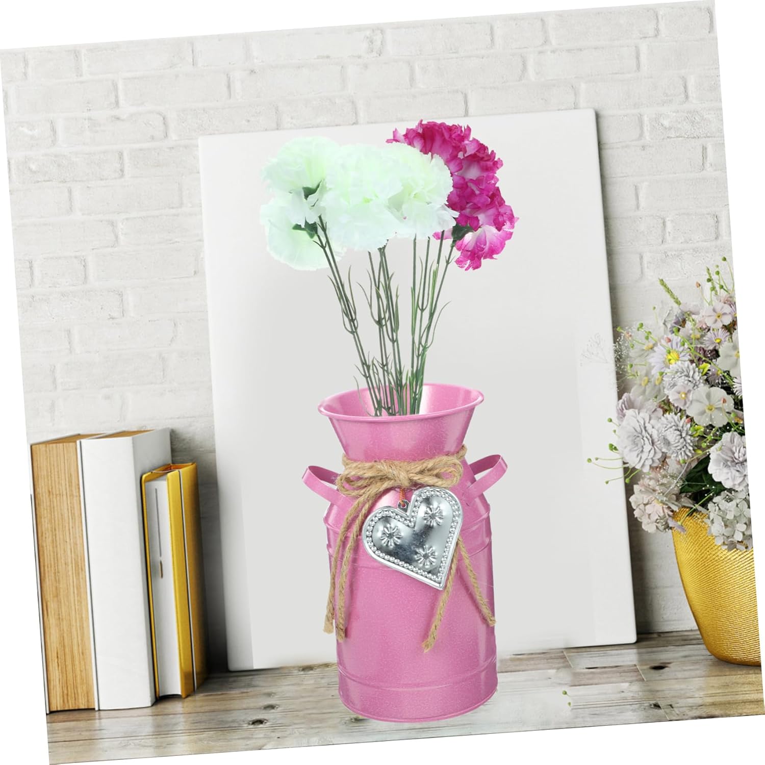 Balacoo Pink Iron Bucket Flower Arranger