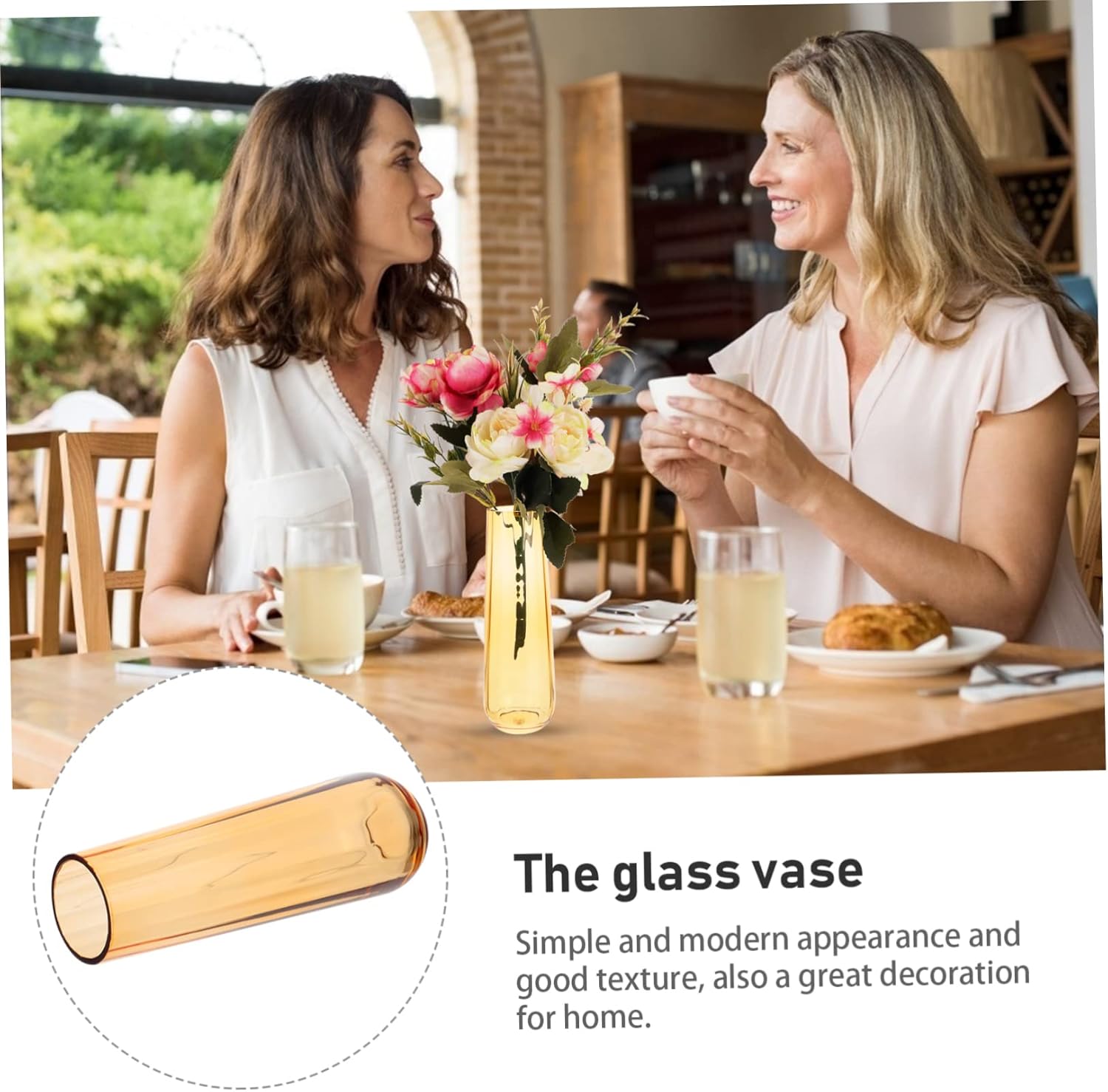 PRETYZOOM 1pc Modern Glass Vase for Home Office Decor