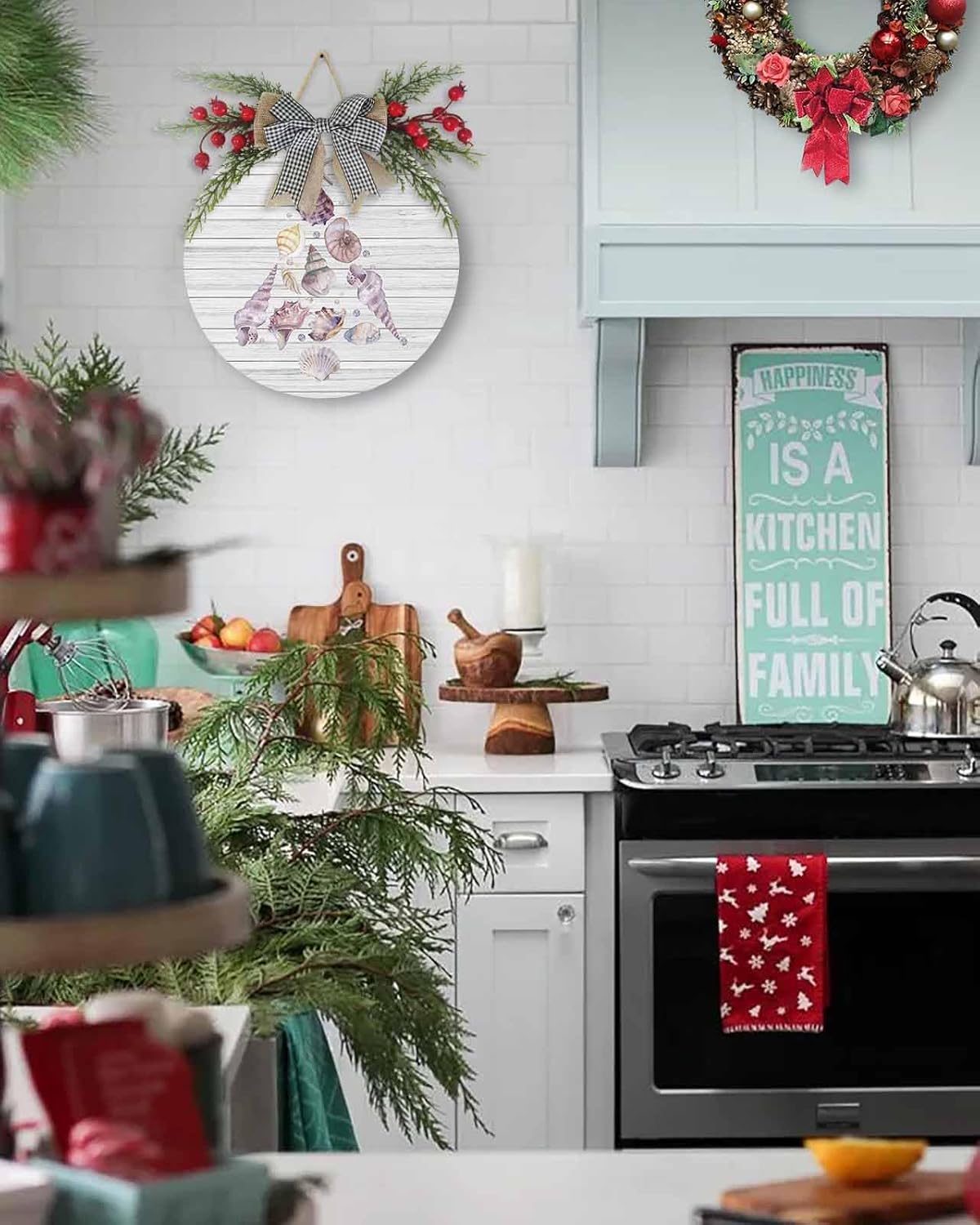 Welcome Sign Christmas Wreath Door Decor