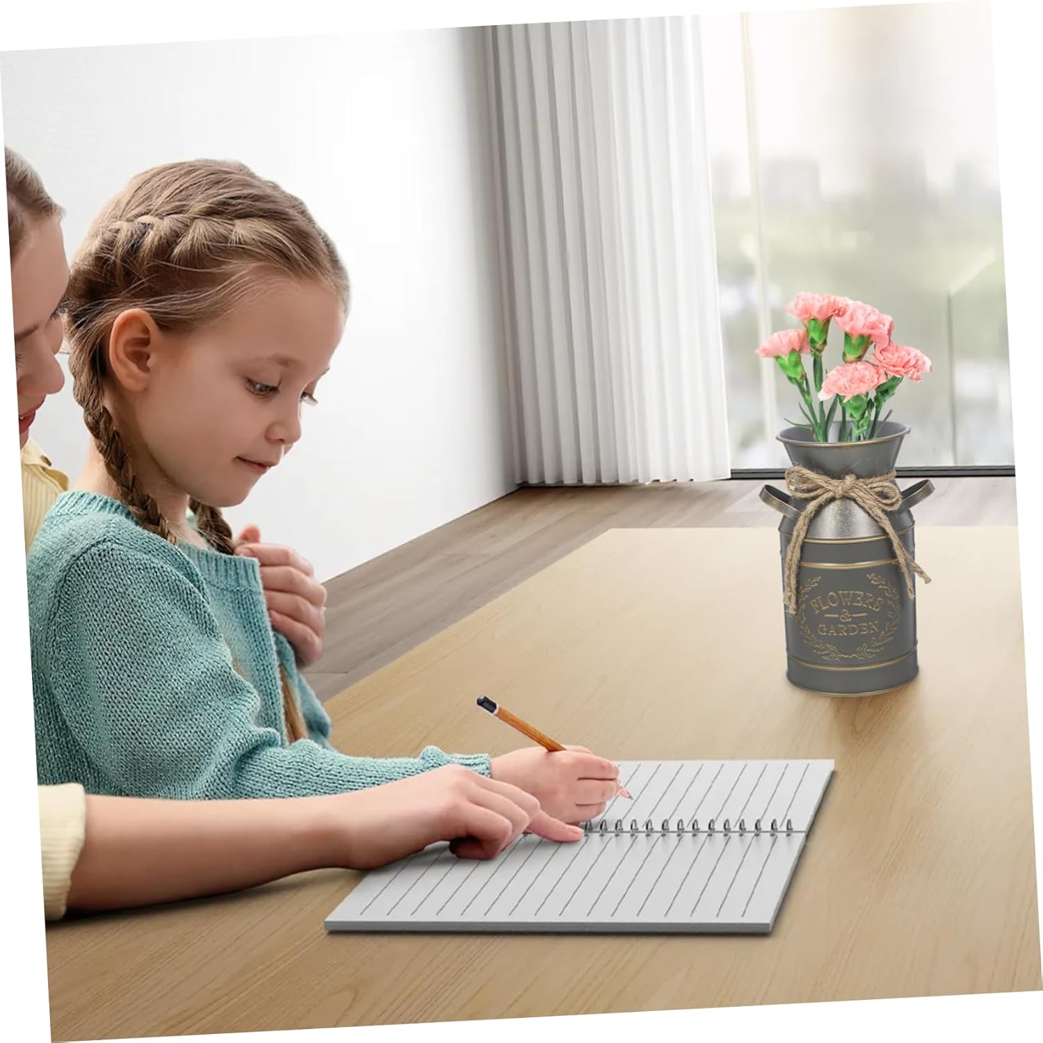 Farmhouse Decorative Metal Flower Bucket for Dried Flowers and Occasions