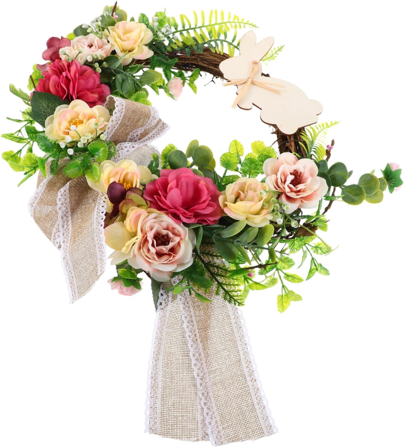 Bunny Wreath Front Door Floral Easter Decor