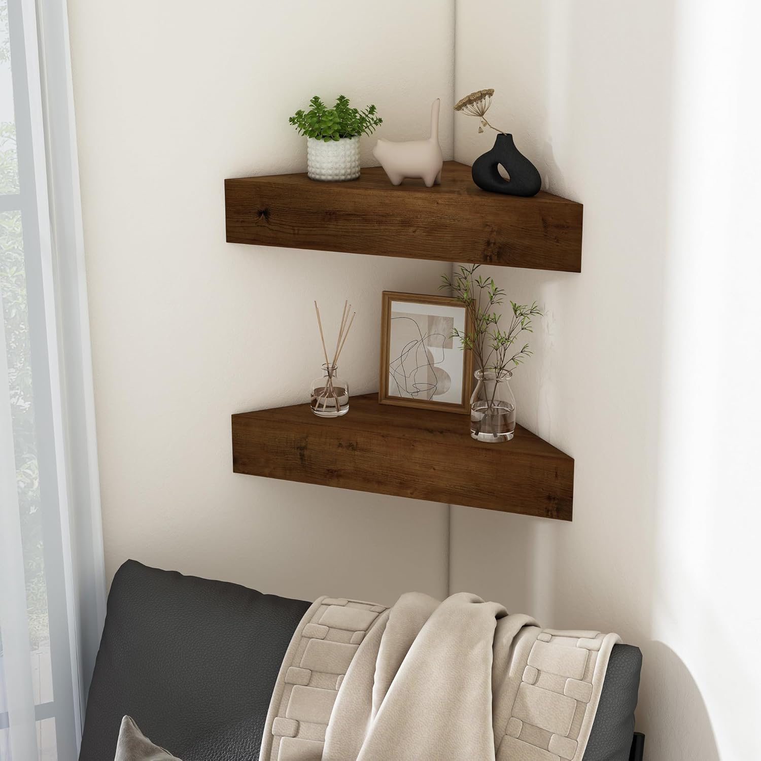 Wooden Floating Corner Shelves - 12x12 Pack of 2