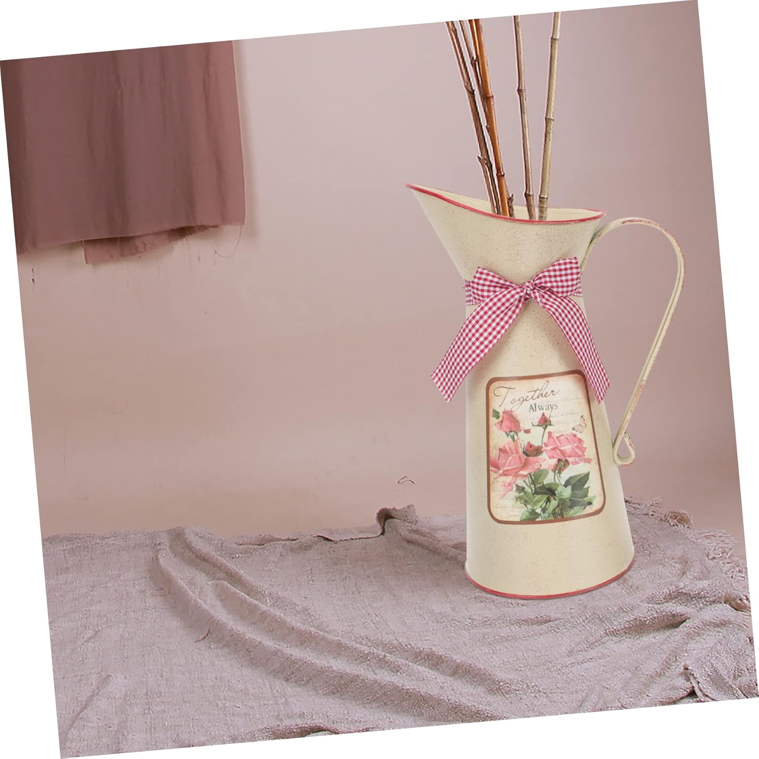 Vintage Metal Flower Bucket Planter for Farmhouse Decor