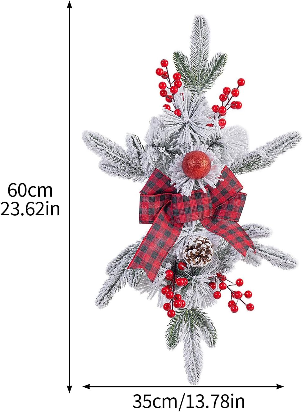TITA-DONG Christmas Artificial Swags 236 Inch Teardrop Wreath with Lights