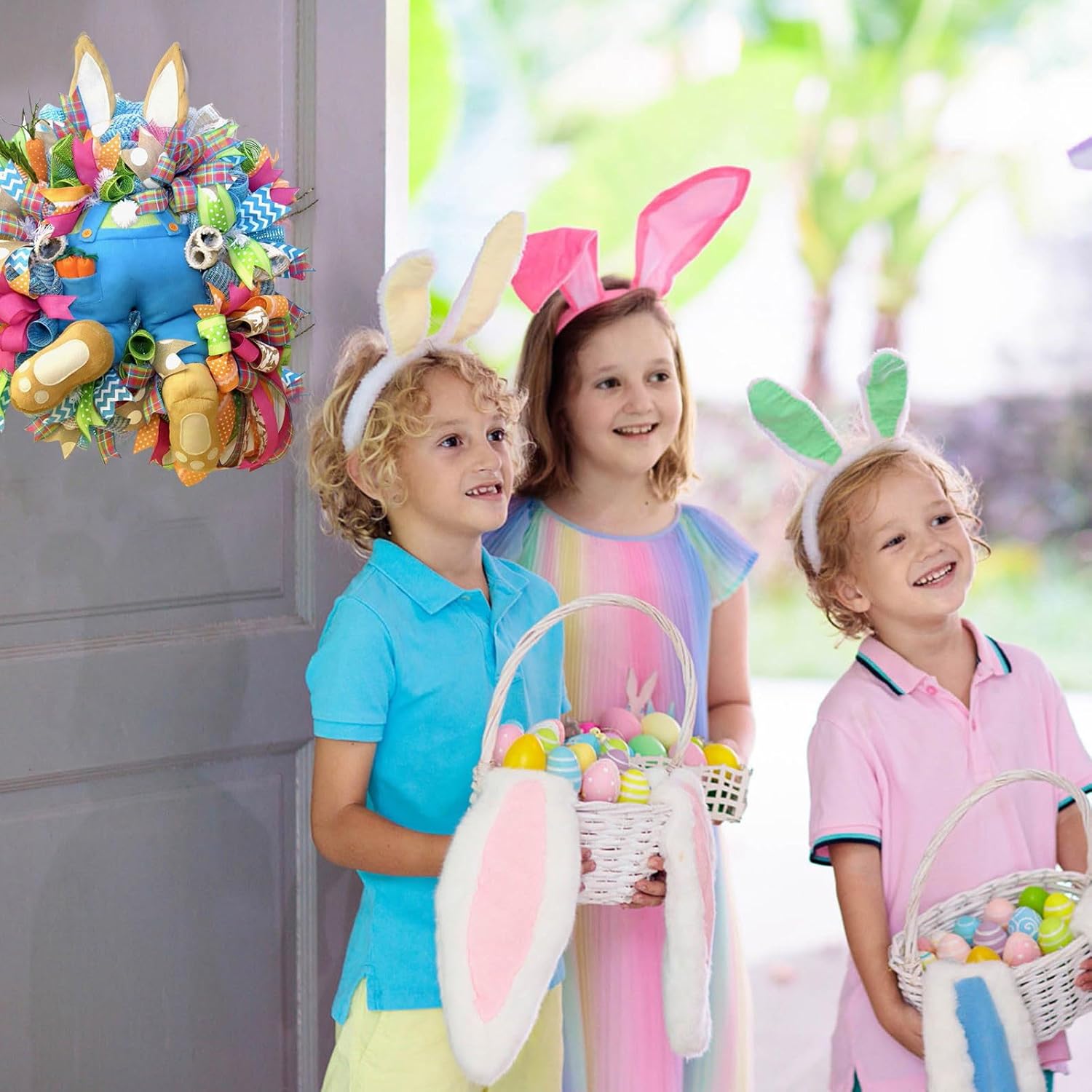 Easter Bunny Wreath Kit for Front Door Decorations