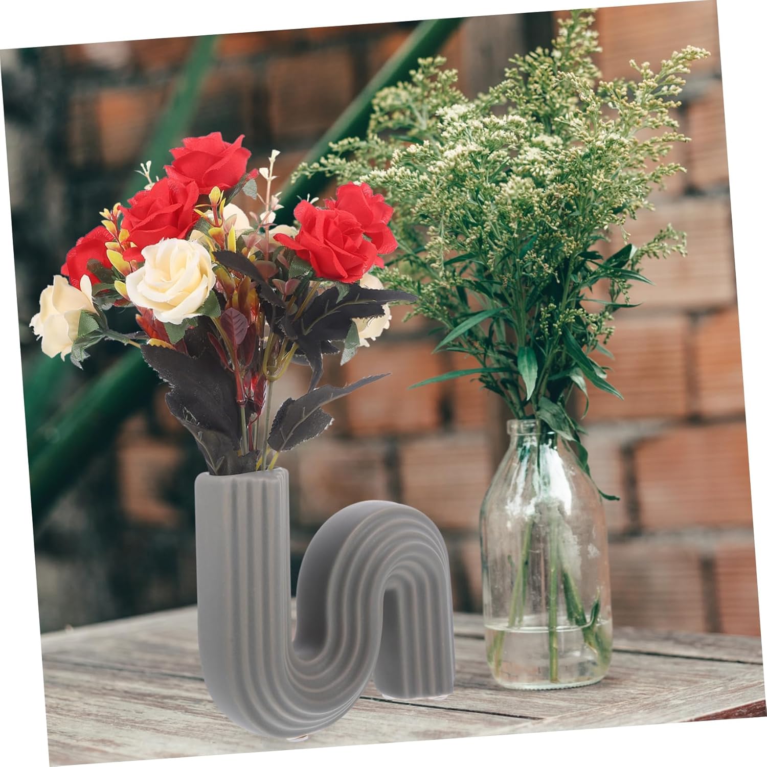 Cabilock Geometric Ceramic Vase for Home Decor and Centerpieces