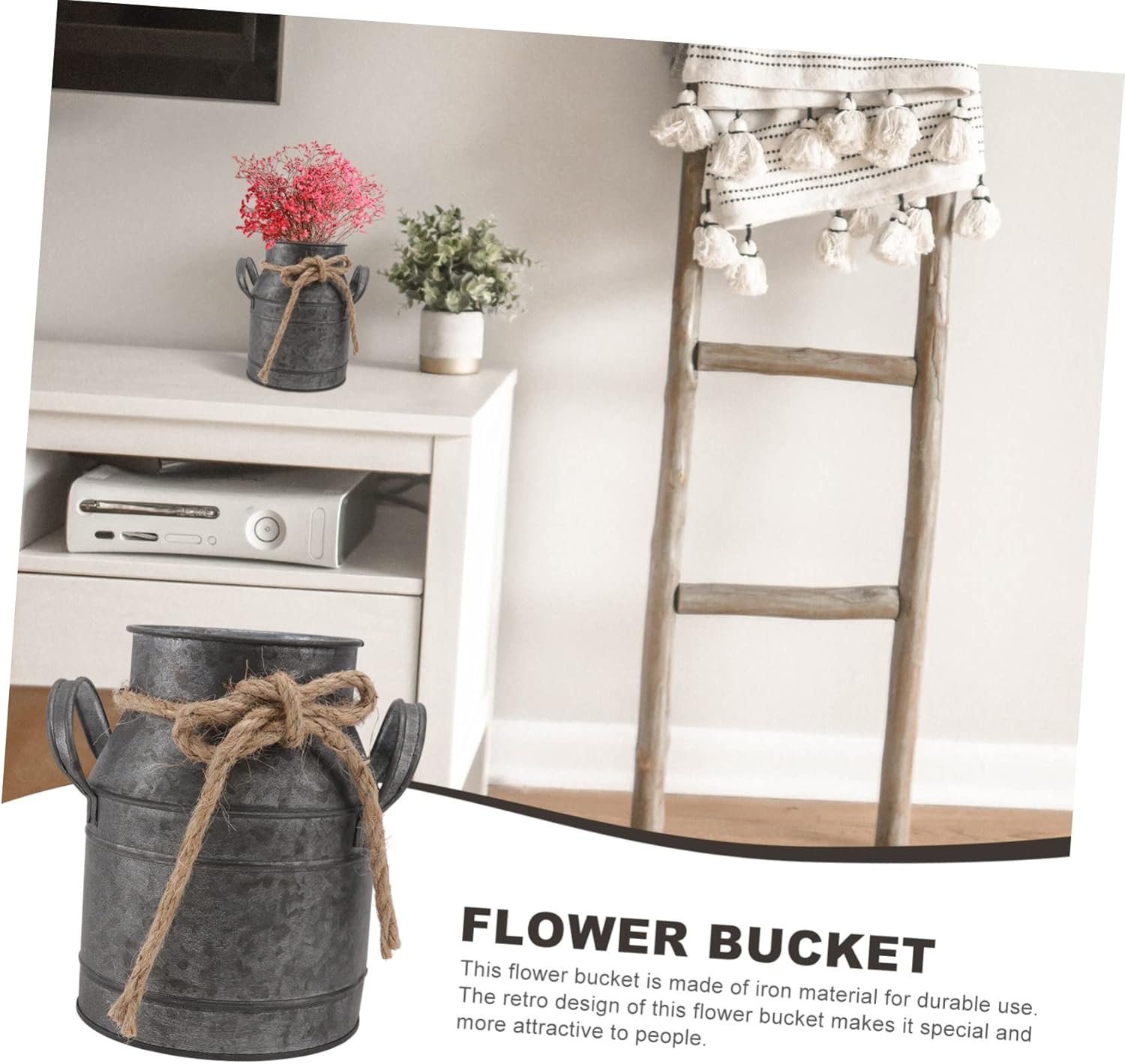 Ciieeo Iron Bucket Flower Pot Vintage Decor