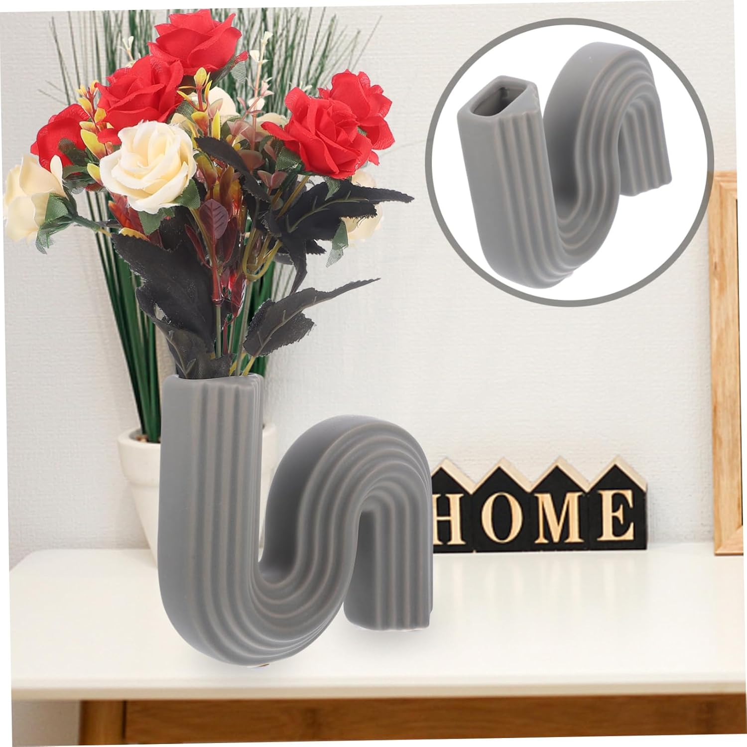 Cabilock Geometric Ceramic Vase for Home Decor and Centerpieces