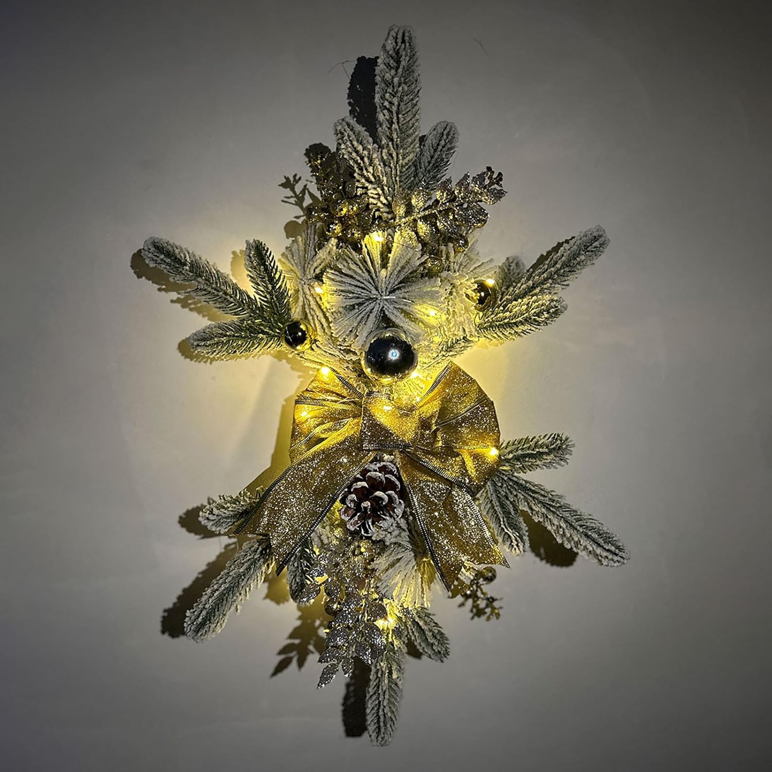TITA-DONG Christmas Artificial Swags 236 Inch Teardrop Wreath with Lights