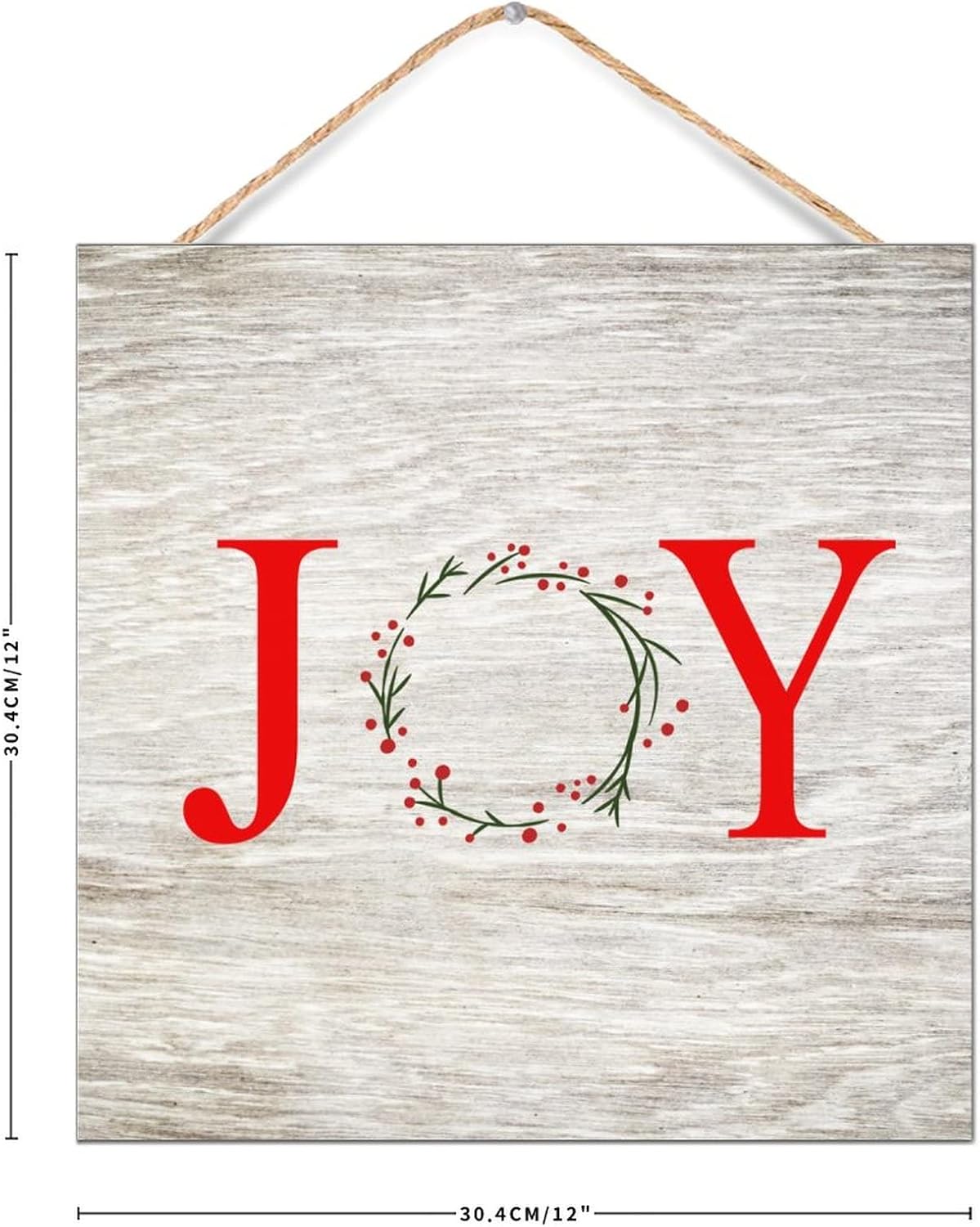 CustonCares Letter Joy Winter Door Wreath Sign