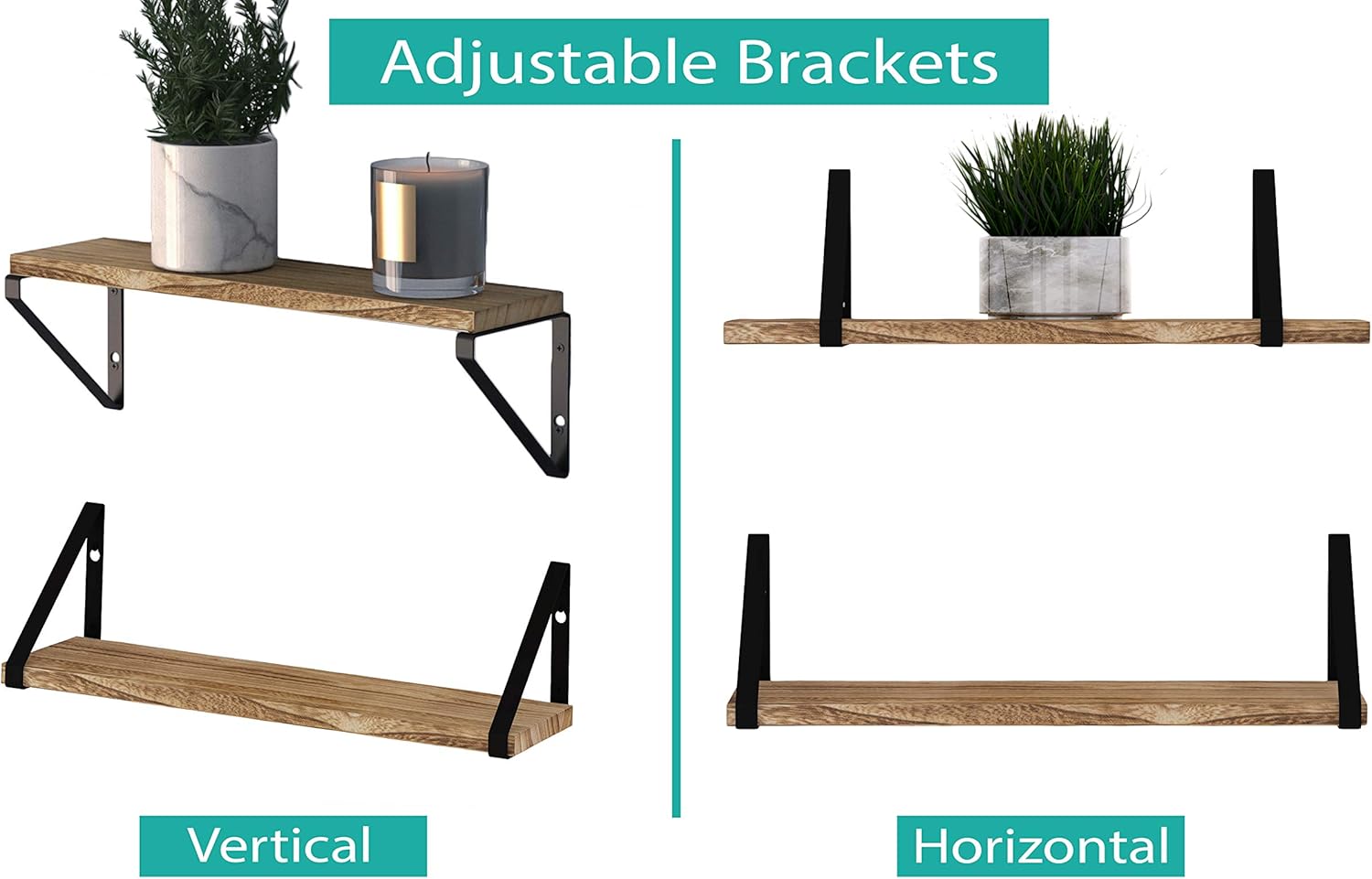 Wallniture Ponza Wood Floating Shelves Set of 4