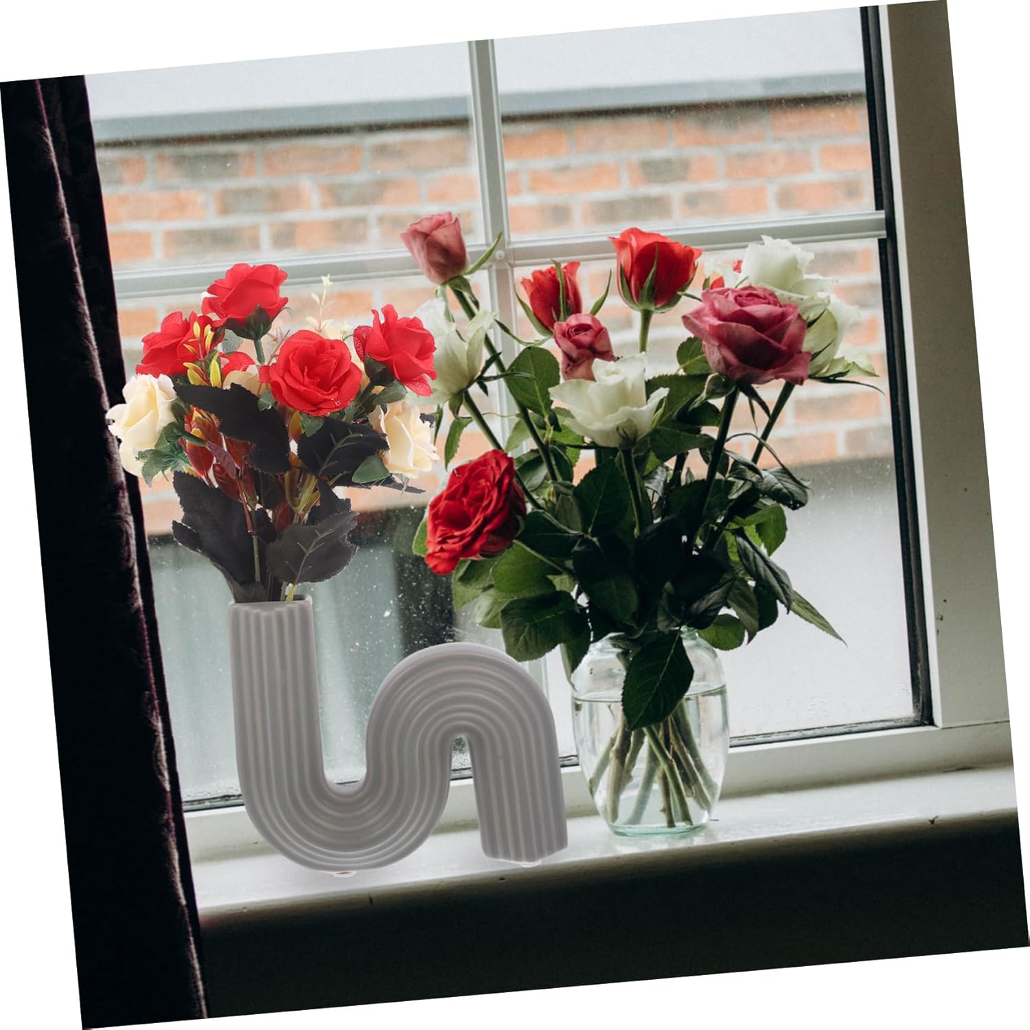Cabilock Geometric Ceramic Vase for Home Decor and Centerpieces