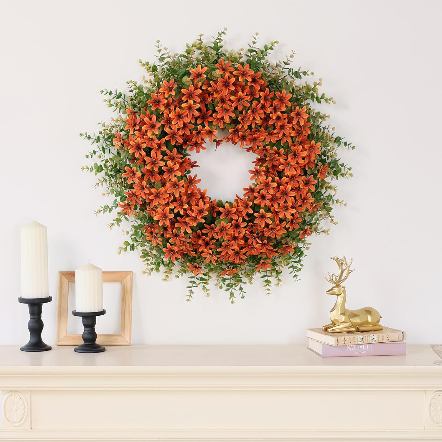 26 Inch Fall Wreath for Front Door and Window Decoration