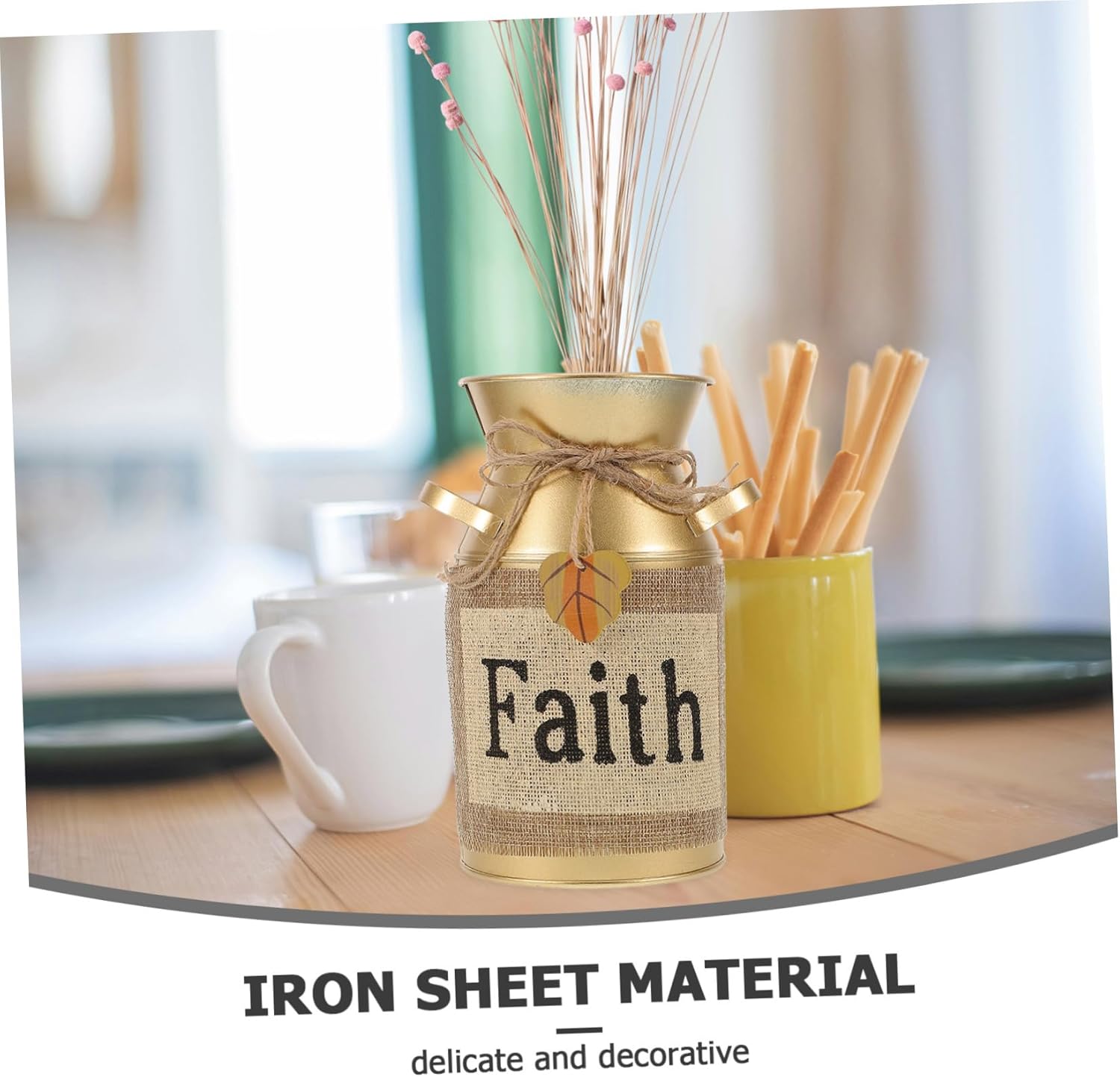 Toyvian Vintage Rustic Metal Flower Vase for Home Decor