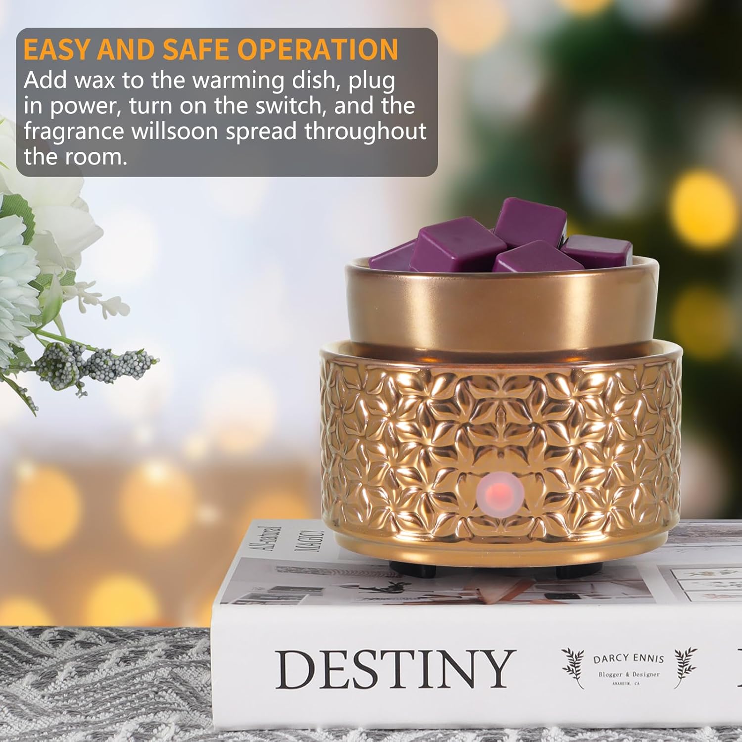 Electric Wax Melt Warmer 4-in-1 Ceramic Candle Decor for Home Office Bedroom Gift for Women